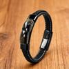 Pulsera de Cuero Trenzado con Piedra Ojo de Tigre Natural para Hombres y Mujeres Metal Negro 2026 Moda Tendencia Joyería de Lujo