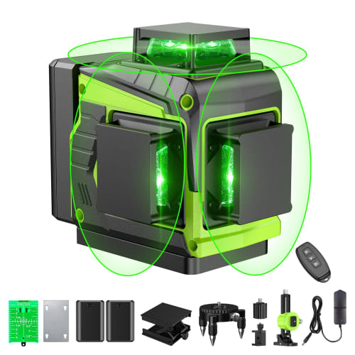 [2025 Latest Improved] SEESII Laser Level, 3x360 Green Laser Level Tool, Rotating Laser Line, 12 Green Lines, Compact, Automatic Correction, High Bri