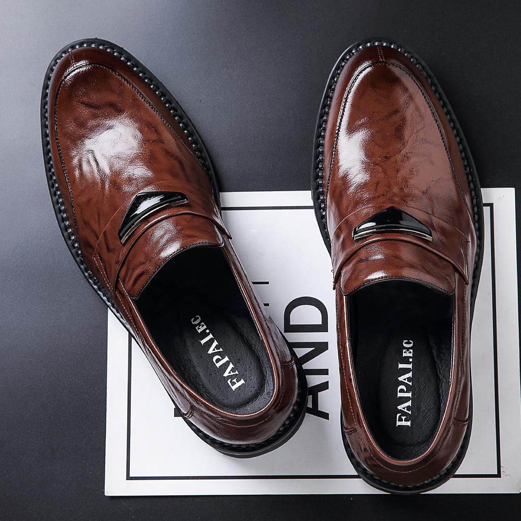 2025 New Men's Business Leather Shoes, One-pedal Loafers, High-end First-layer Cowhide Leather Casual Leather Shoes