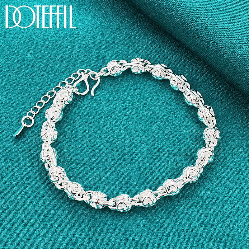 Charm Pattern Round Bracelet Silver Gift Fashion Jewelry