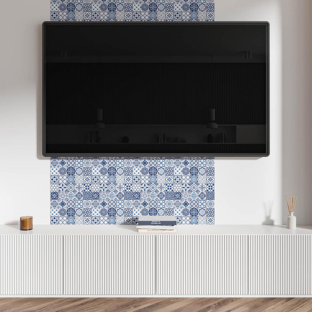 Winylowy Panel Ścienny Z Nadrukiem Do Jadalni 100X50 Cm Wzory Mozaikowe W Kratkę