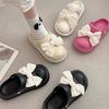 Popular cute sweet fairy wind bow muffin bottom girl 2025 summer wear non-slip bag head cool slippers tide