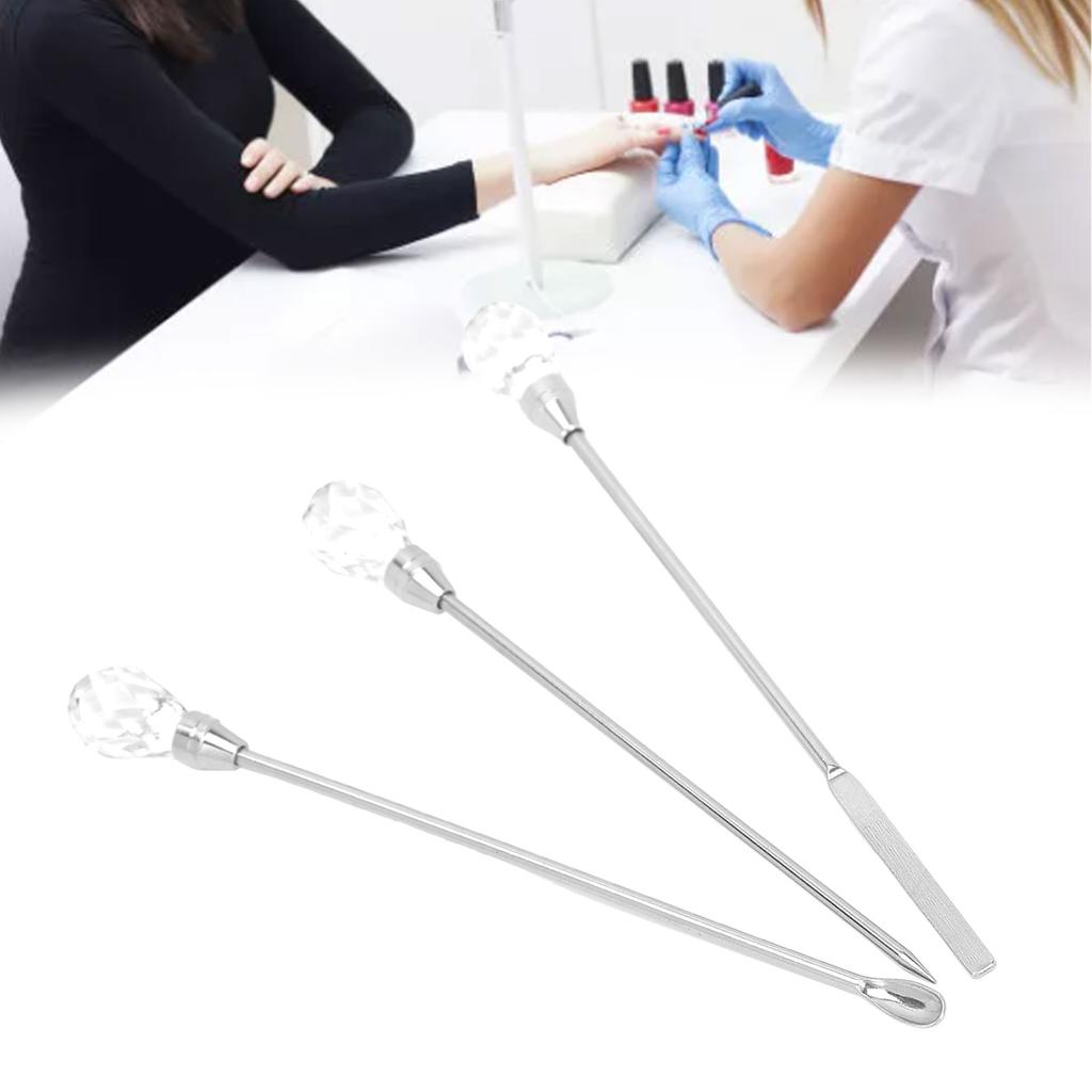 3Pcs Professional Nail Art Stirring Rod Spatula Set Stainless Steel Needle Stick Nail Tools