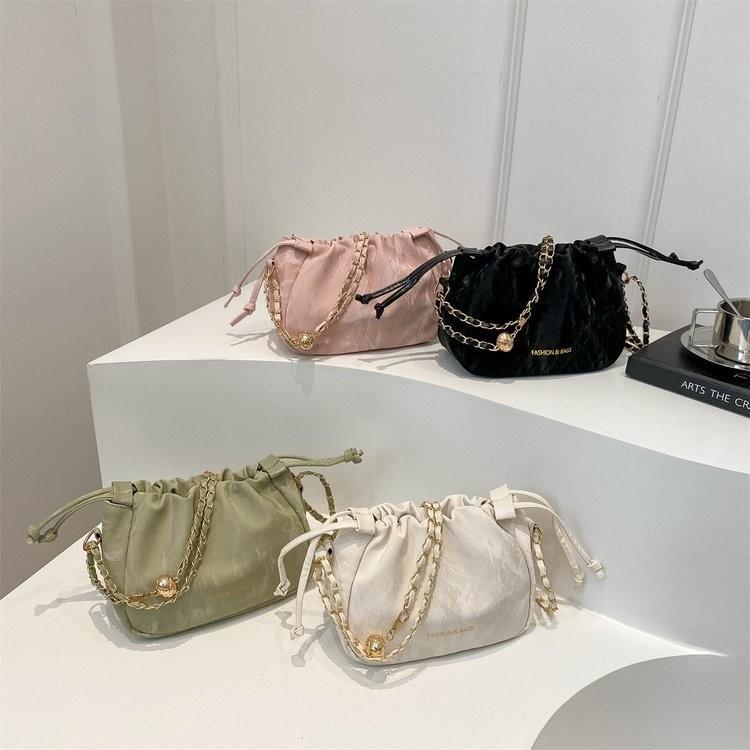 Stylish Korean Bucket Bag For Women Soft Textured Casual Crossbody Purse In Four Colors