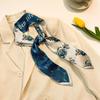 Simulated Silk Scarf Women's Spring New Green Small Fresh Double-layer Printed Streamer Korean Version Double-sided Small Scarf