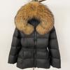 New women's winter real fox fur collar short hooded white duck down jacket women close waist and look thin