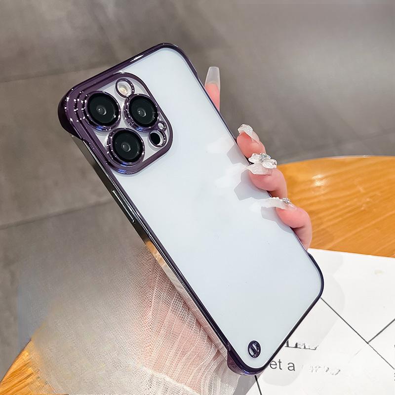 Electroplated Borderless Phone Case, Suitable for IPhone16, Apple 15pro, Transparent Protective Case, 14 Lenses Fully Covered