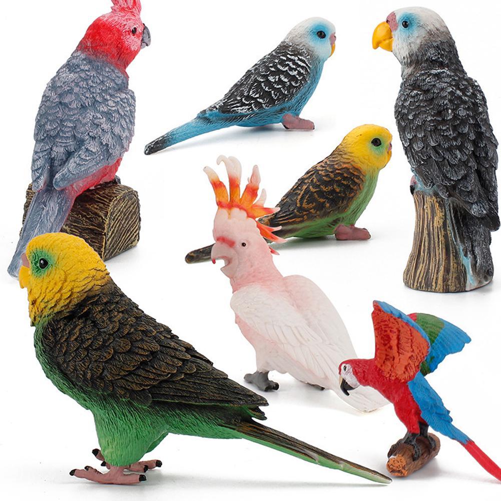 Simulation Bird Action Figures Parrot Macaws Budgerigar Lifelike Animals Model Kids Cognition Toys For Gifts