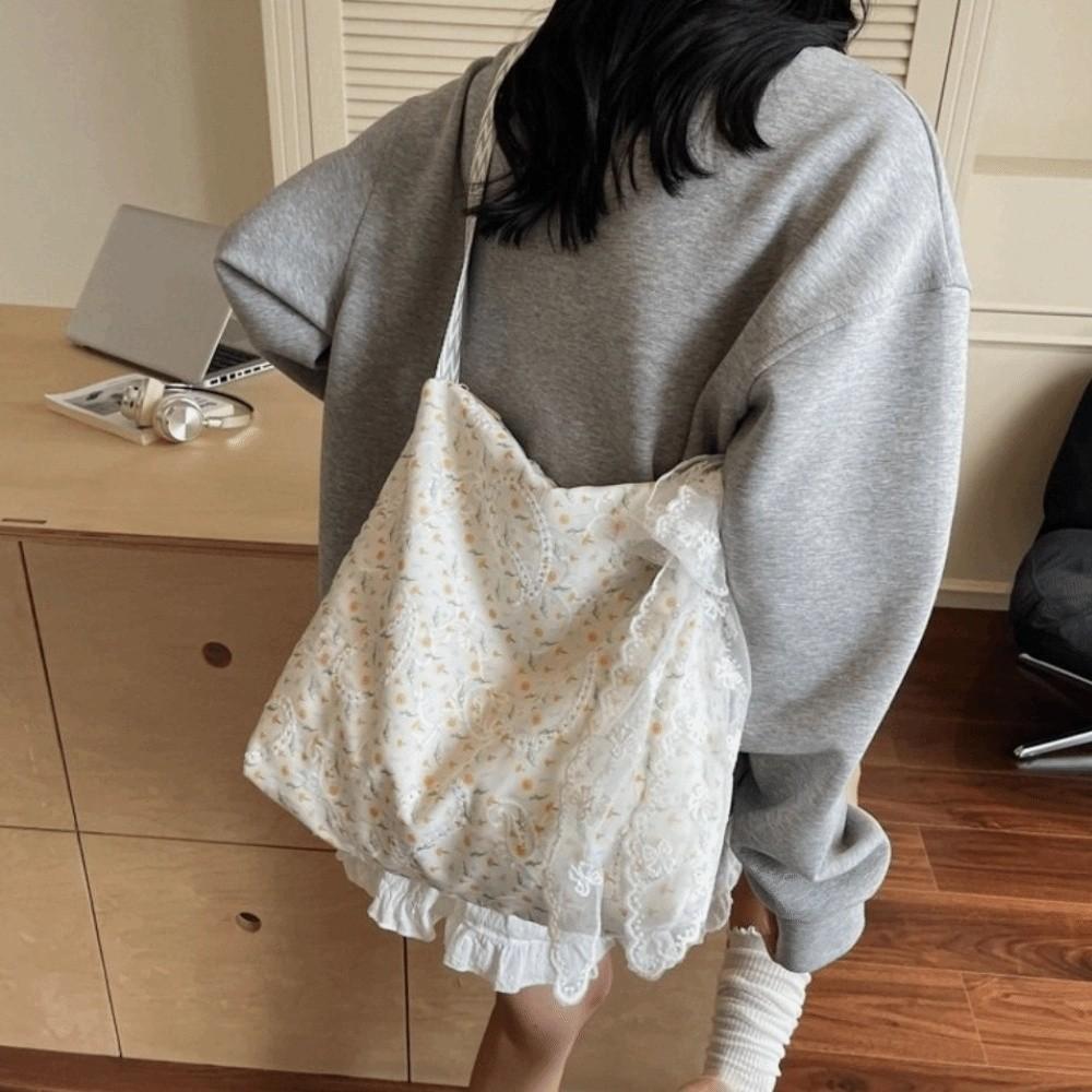 Lace Ribbons Poka Dots Bag Stylish Women's Handbag Fashion Floral Messenger Bag Commuting