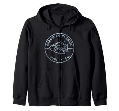 American Classic Vintage Supply CO Distressed Arrow Logo Zip Hoodie