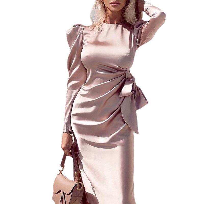 Damen Sexy Schlitz Langarm Bodycon Abendkleid