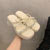 Hot Selling 2025 New Women's Summer Fashion Open-Toe Butterfly-Knot Platform Slipper Casual Thick Bottom Beach Slides for Ladies