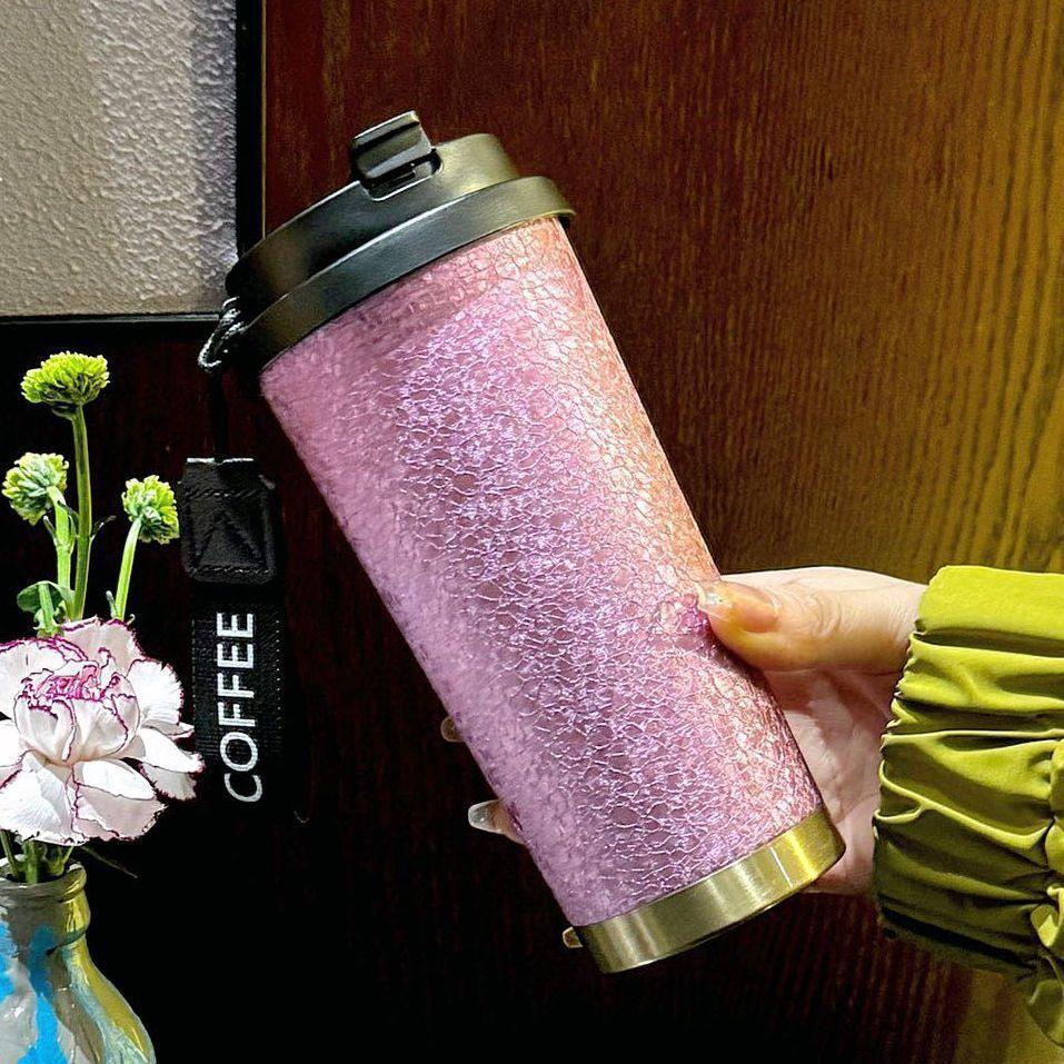 Sparkling Thermos Cup Stainless Steel Hot Drink Water Glass Large Capacity Beverage Cups Milk Tea Coffee Latte Cold Drink Mugs