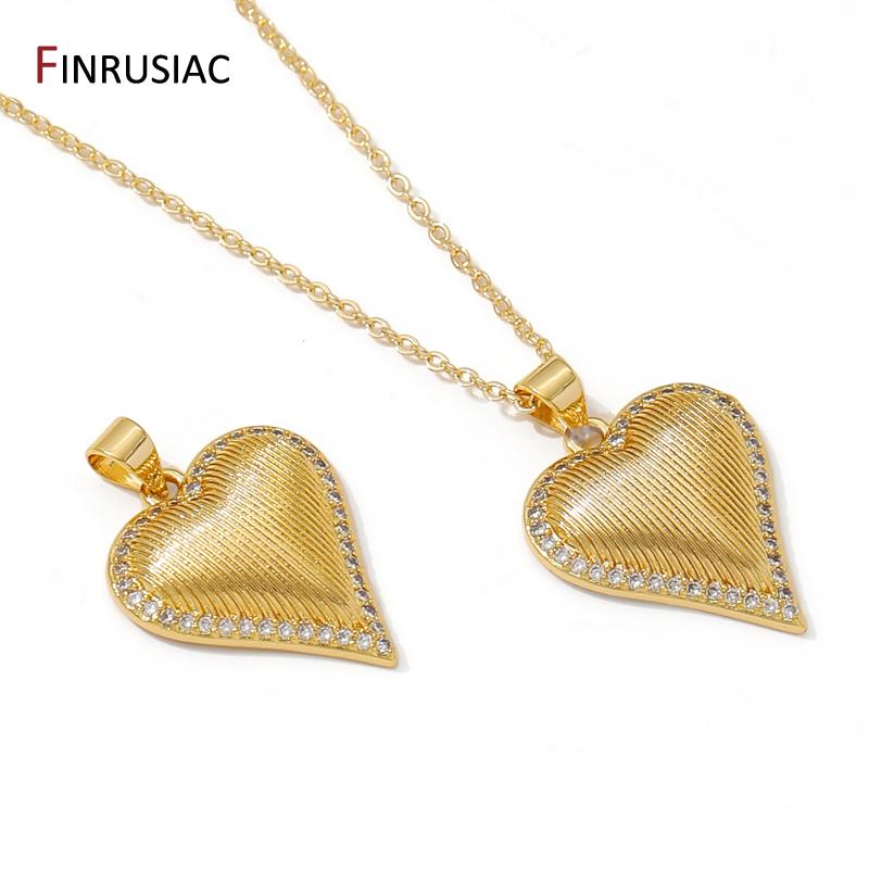 14K Gold Plated Brass Zircon Heart Charms Pendants For Jewelry Making,Charm For Jewelry,DIY Necklace Bracelets Accessories
