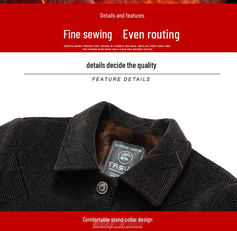 Woodpecker Dad Winter Coat Set: Warm Fleece-Lined Jacket for Middle-Aged and Elderly Men