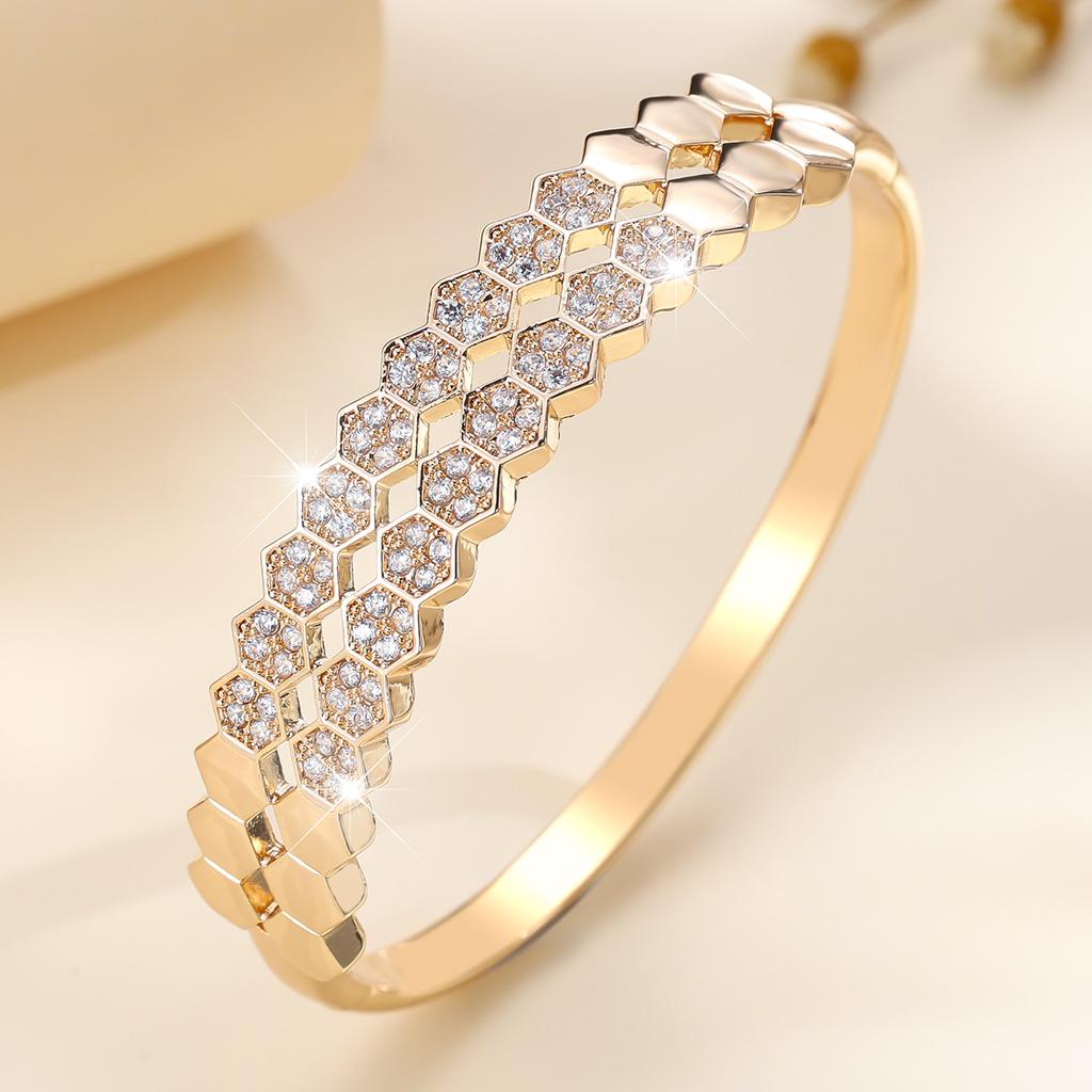 Honeycomb Jewelry Double Row Hexagon Light Luxury Bracelet Fashionable and Versatile