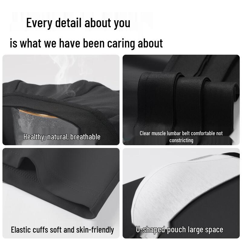 Yiershuang 10A Antibacterial Men's Pure Cotton Boxer Briefs 4-Pack