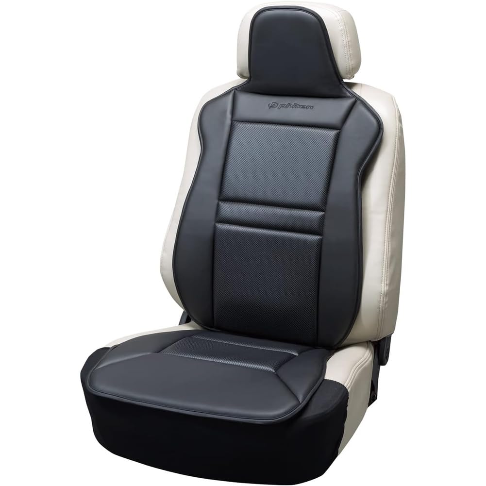 BONFORM Phiten Leather Aqua Titanium Seat Covers for Passenger Single Front Cars, Seat, Black, 4051-91BK