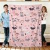 Pink Cat Flannel Blanket Cute Paw Print Kawaii Hearts Throw for Sofa Gift Decor