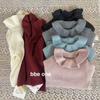 Autumn/Winter Solid Color Knitwear for Baby Girls with Soft Lace Collar