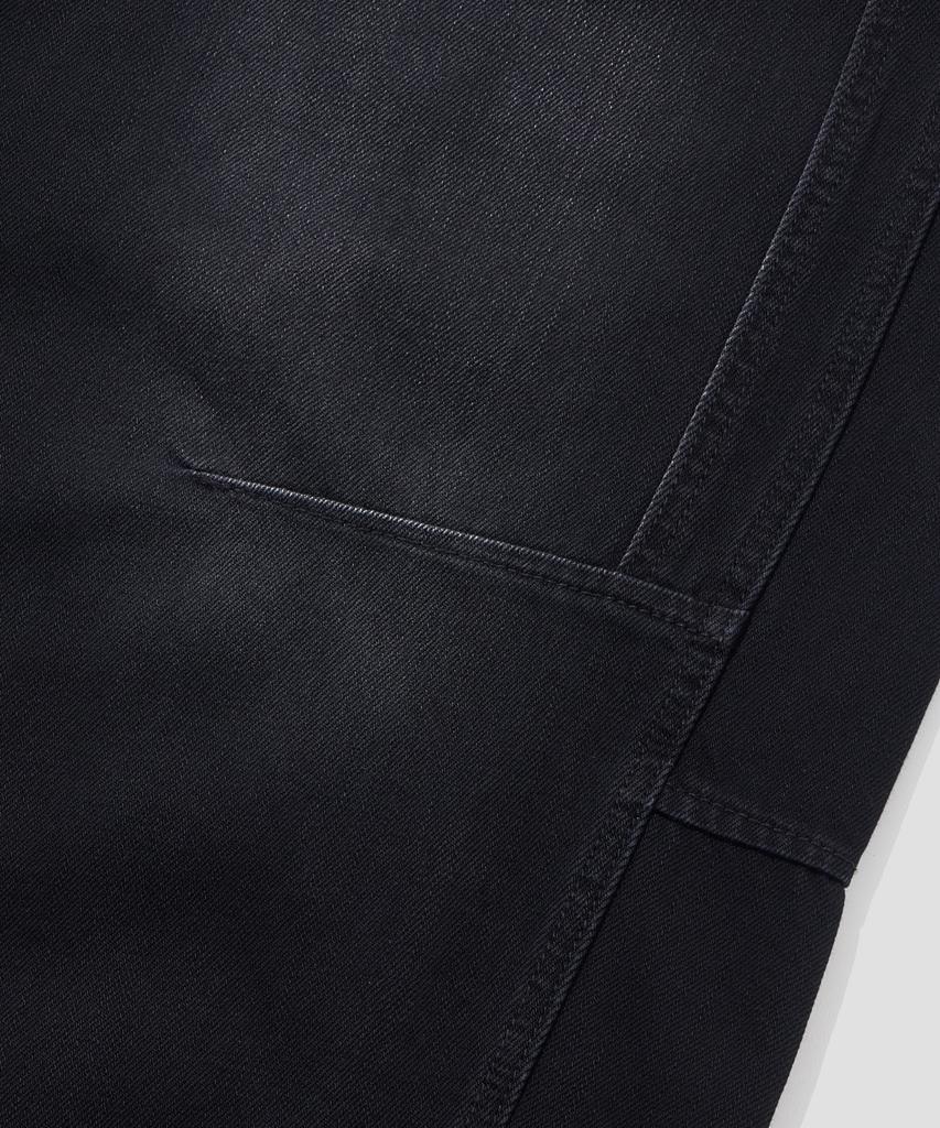 AGOD Vintage Elastic Waist Balloon Denim Pants [Black]