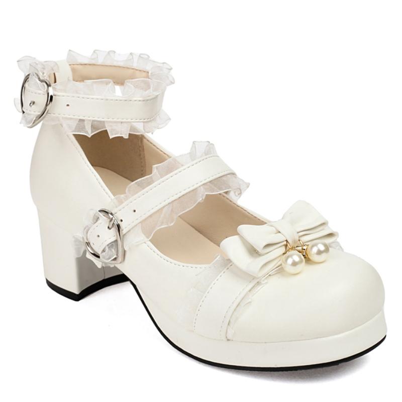 

Туфли-бабочки на высоком каблуке женские туфли Лолиты Мэри Джейн весенние туфли на каблуке с ремешком на щиколотке черные белые свадебные туфли на каблуке для девочек большие размеры 36 белый