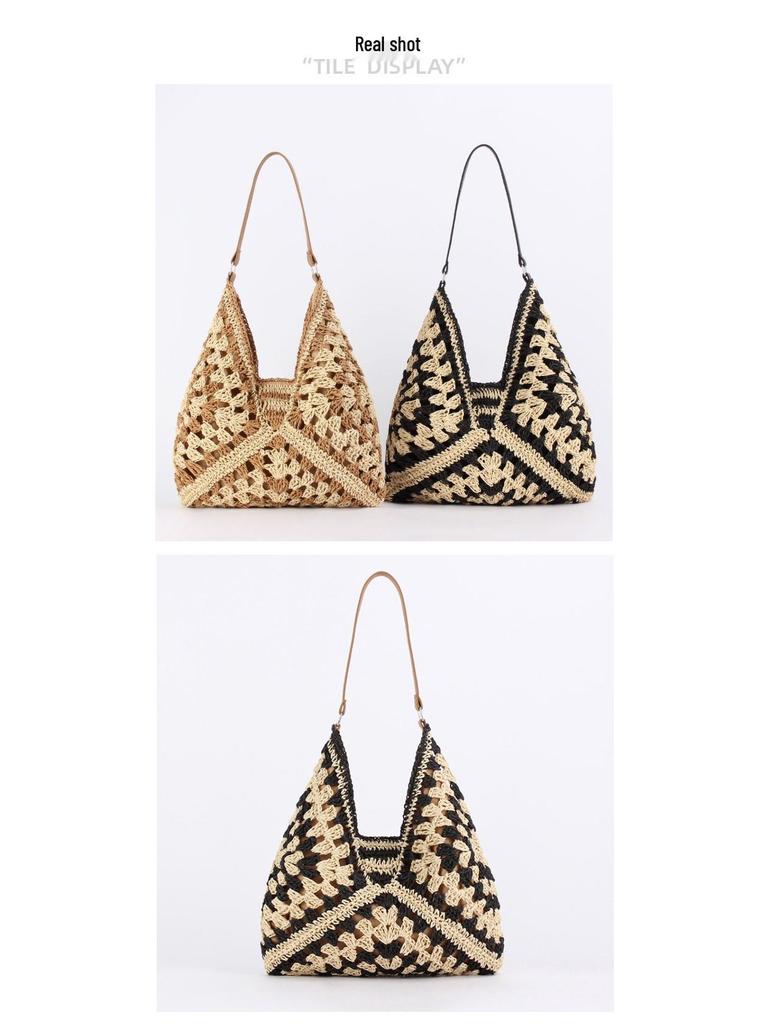 Trendy Retro Ethnic Woven Shoulder Bag: Large Capacity & Versatile Fashion Accessory