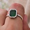 Elegant Natural Green Crystal Thai Silver Ladies Engagement Rings For Women Bridal Wedding Ceremony Propose