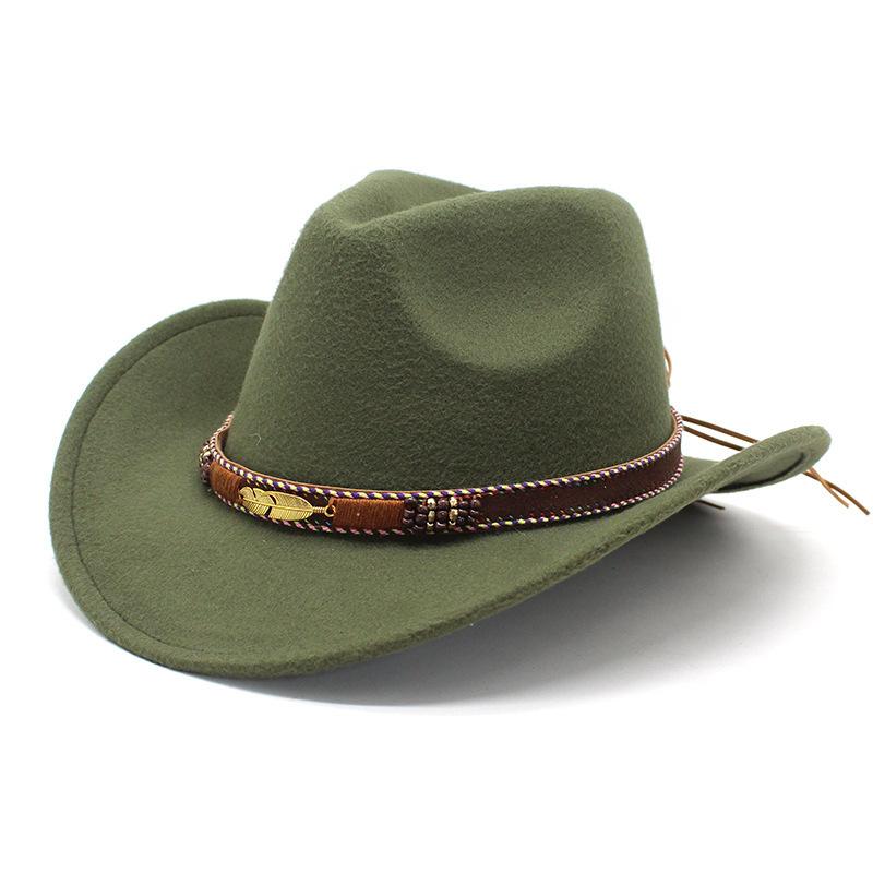 Nuovo Cappello Topper Etnico, Accessori Retrò con Piume Metalliche, Cappello da Cowboy Western, Cappello Jazz in Feltro per Uomo e Donna, Coppia