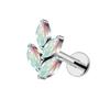Right Grand ASTM F136 Titanium 16G Marquise CZ Leaf Shaped Cartilage Helix Conch Lobe Ear Piercing Flat Back Earring