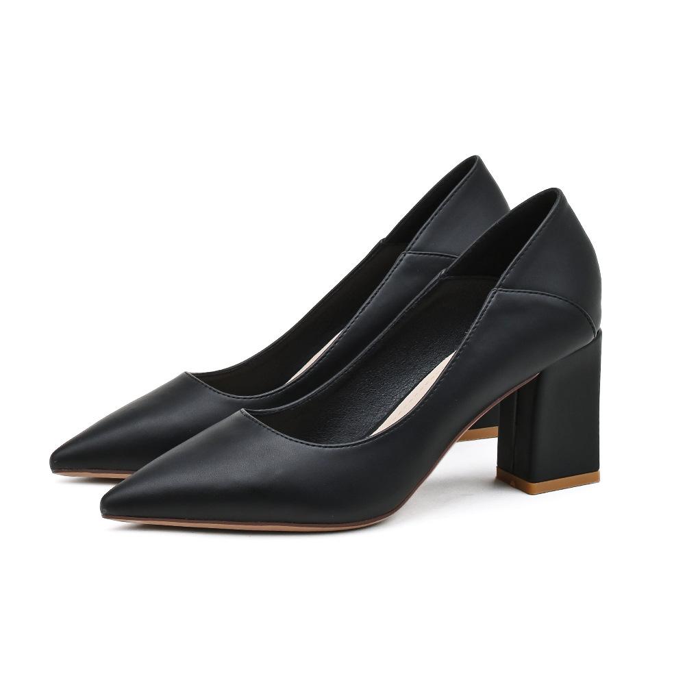 SX678 manufacturer women's high heels single shoes 2025 new shallow pointed women's fashion thick heel fashion versatile