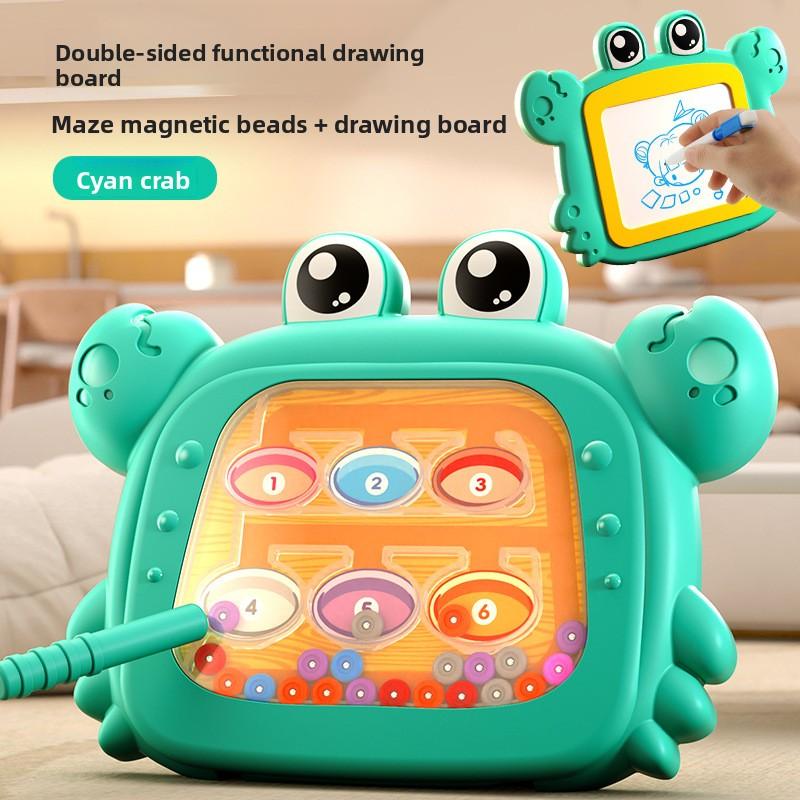 2 In 1 Kids Magnetic Beads Doodle Board with Puzzle Pen Drawing Toys for Children 3-8 Years Montessori Game Education Gift