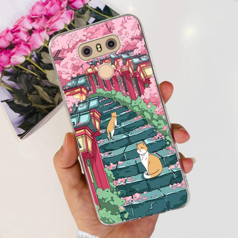 Case For LG Q6 Plus H870 H871 G600L G600K G600S Cute Flower Cat Pattern Soft Silicone TPU Phone Cases For LG G6 G 6 G6plus