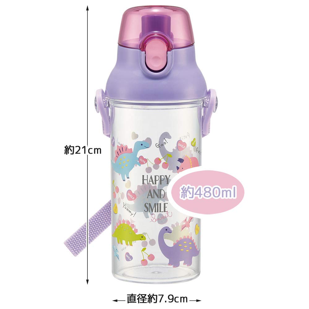 Skater Botella de agua Botella transparente 480 ml Happy Smile Girls Hecho en Japón PSB5TR Para niños y niñas