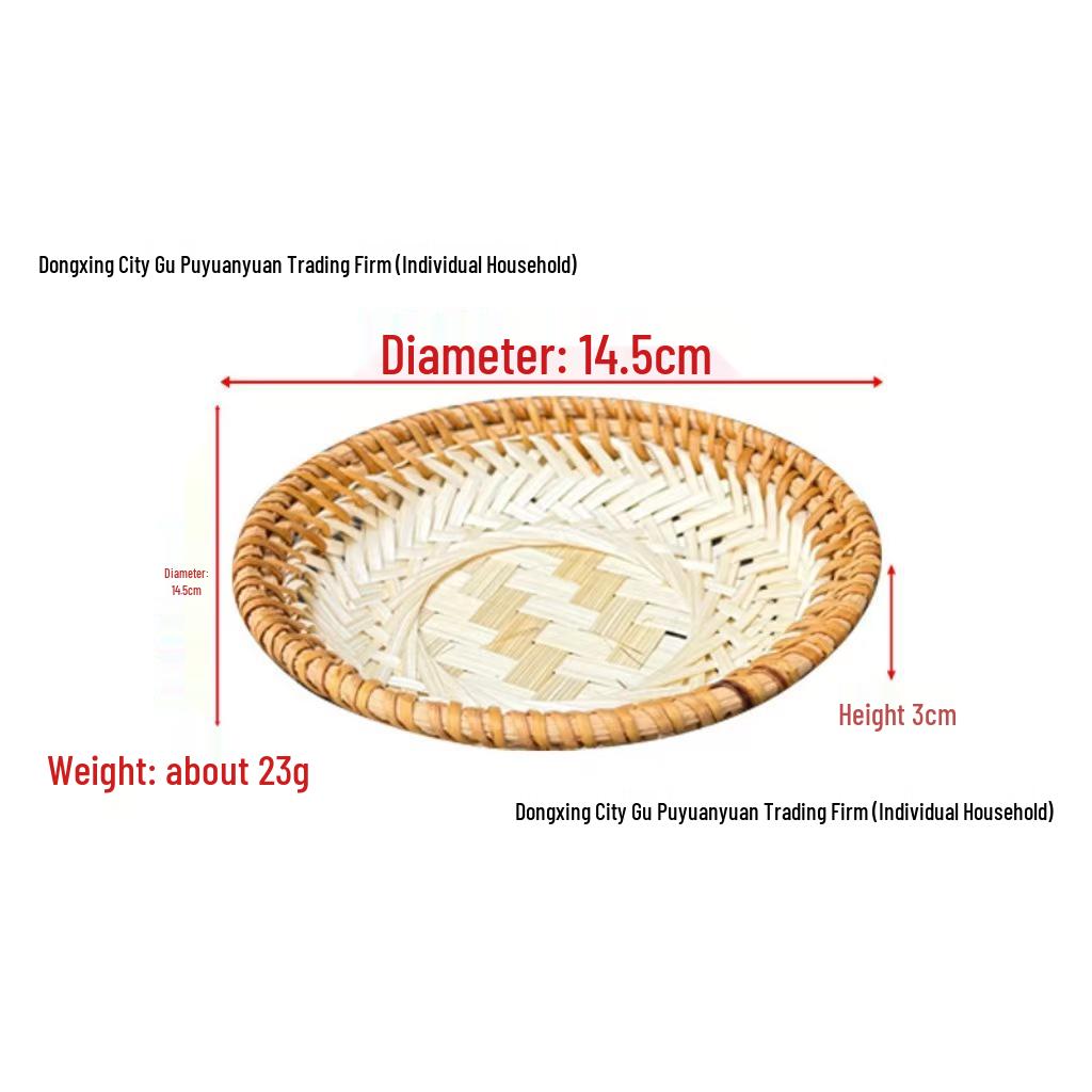 Handmade Round Bamboo Basket Tray and Plate for Creative Home Decoration
