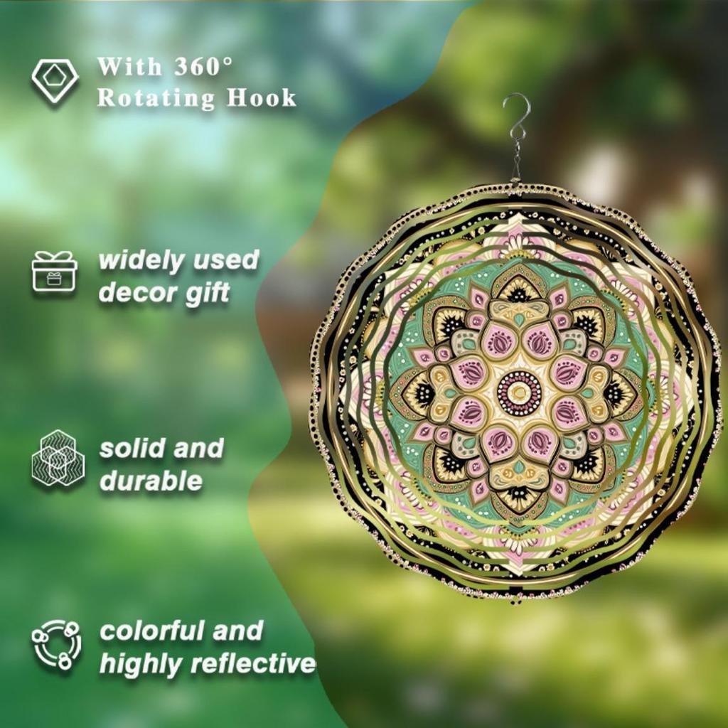 2D Metal Mandala Flower Wind Spinner Vibrant Garden Decor for Indoor and Outdoor Perfect Thanksgiving Christmas Gift All Seasons Wind Chimes