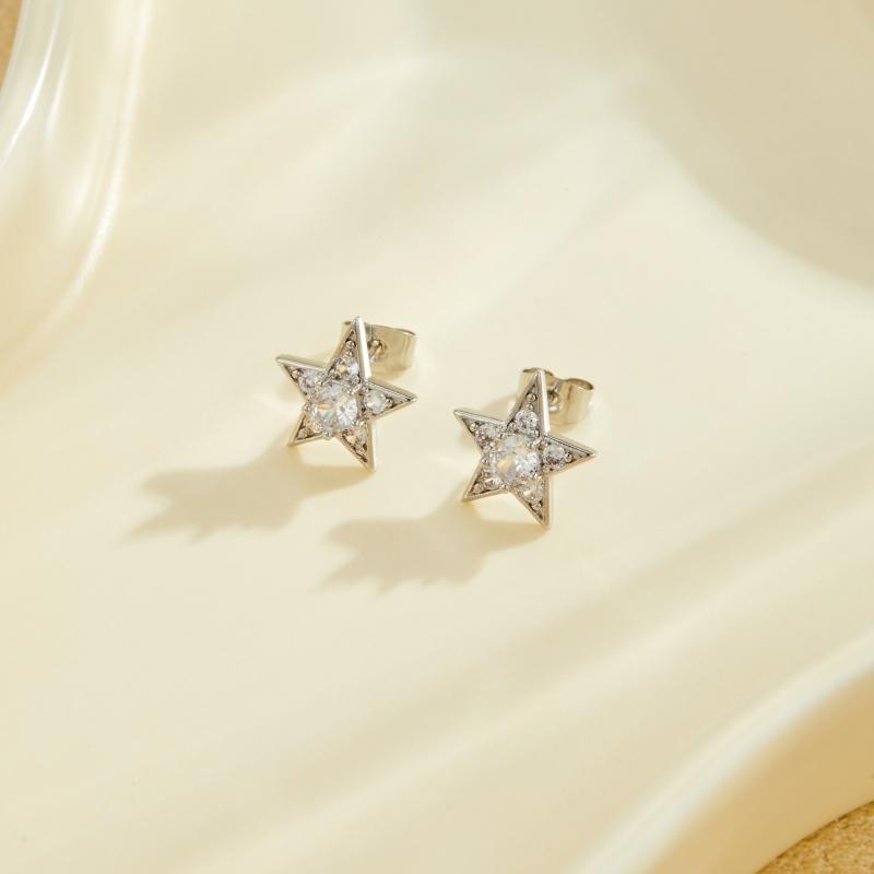 New Fashion Shiny Zirconia Inlaid Rose-shaped Stud Earrings Women's Trend Luxury Copper Earrings Birthday Party Jewellery Gifts