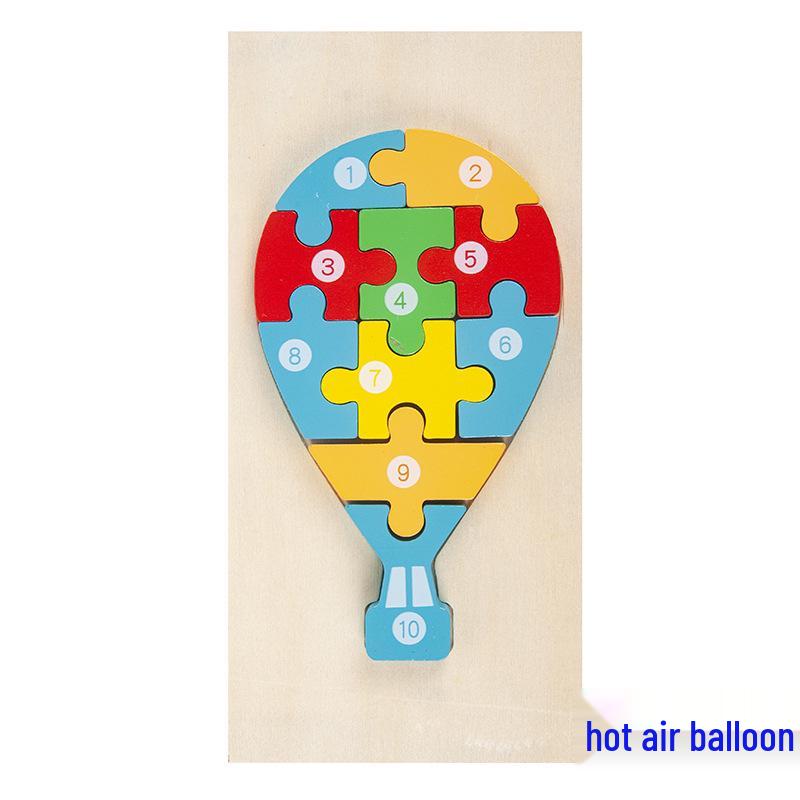 Wooden 3D Cartoon Number Puzzle Board for Kindergarten Kids – Educational Toy