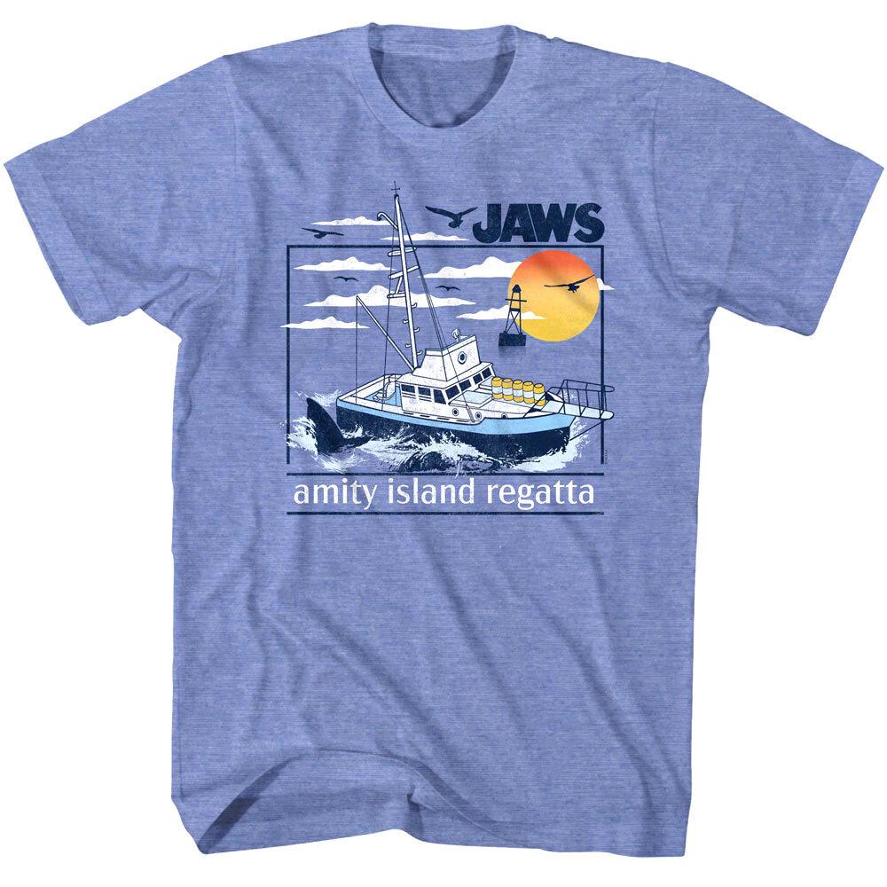 Jaws Amity Island Regatta Men T Shirt Yacht Sailing Boat Shark Attack M