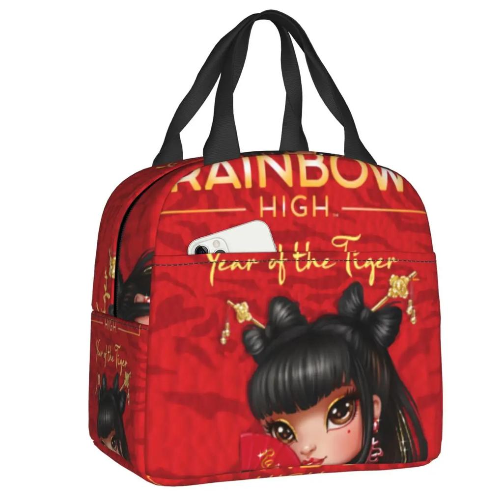 Gepersonaliseerde Custom Rainbow High Lunchtas Heren Dames Koeltas Warm Geïsoleerde Lunchbox voor Student School lunchbag