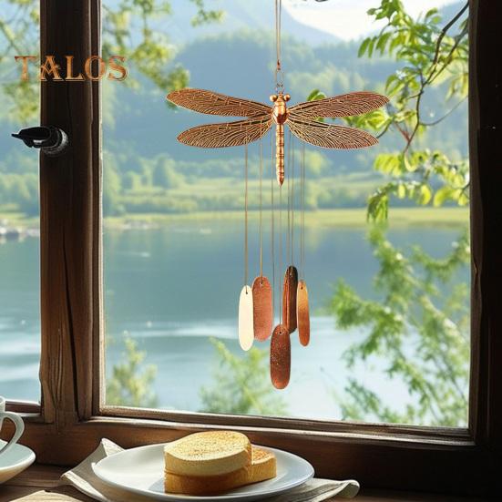 Vintage Dragonfly Wind Chime Weather-proof Indoor Outdoor Garden Patio Metal Dragonfly Hanging Wind Bell Decoration Ornament