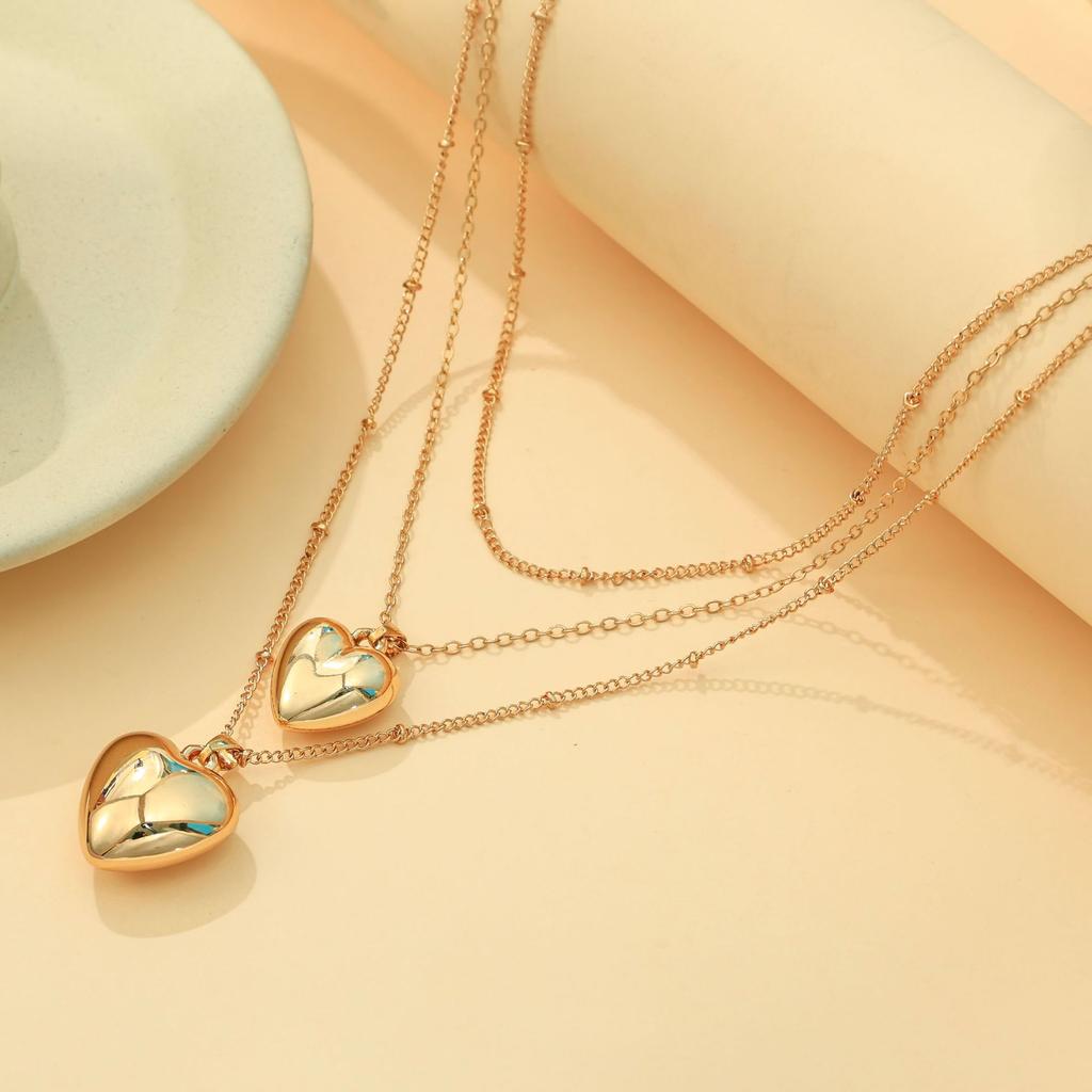 Stylish and simple gold love jewelry set ins blogger same commuting versatile necklace earrings bracelet