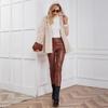 European & American Women's Faux Fur Hooded Coat - Solid Color, Warm Mid-Length for Autumn/Winter 2022