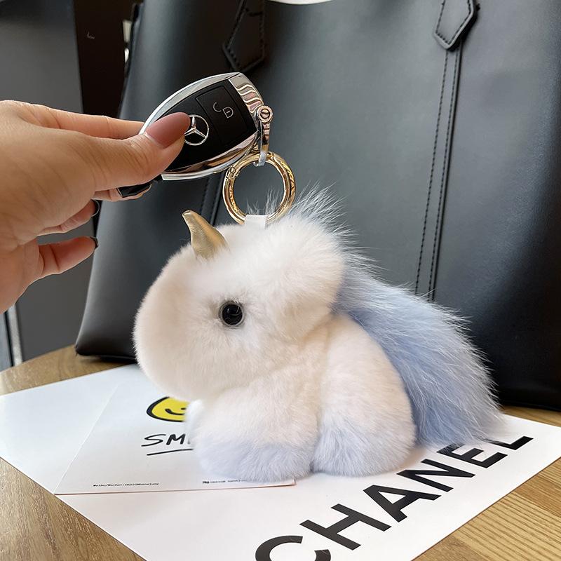 Luxury Jewelry Cute Unicorn Plush Keychains Fake Otter Fur Keychain Mini Gift for Girlfriend Key Ring Accessories for Women
