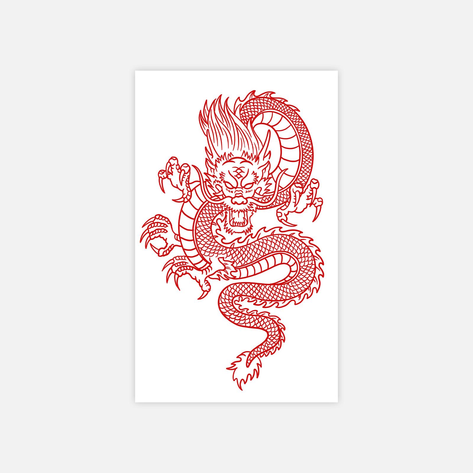 Domineering And Fierce Roaring Dragon Totem Tattoo Sticker Niche Dark Arm Tattoo Sticker 11*18