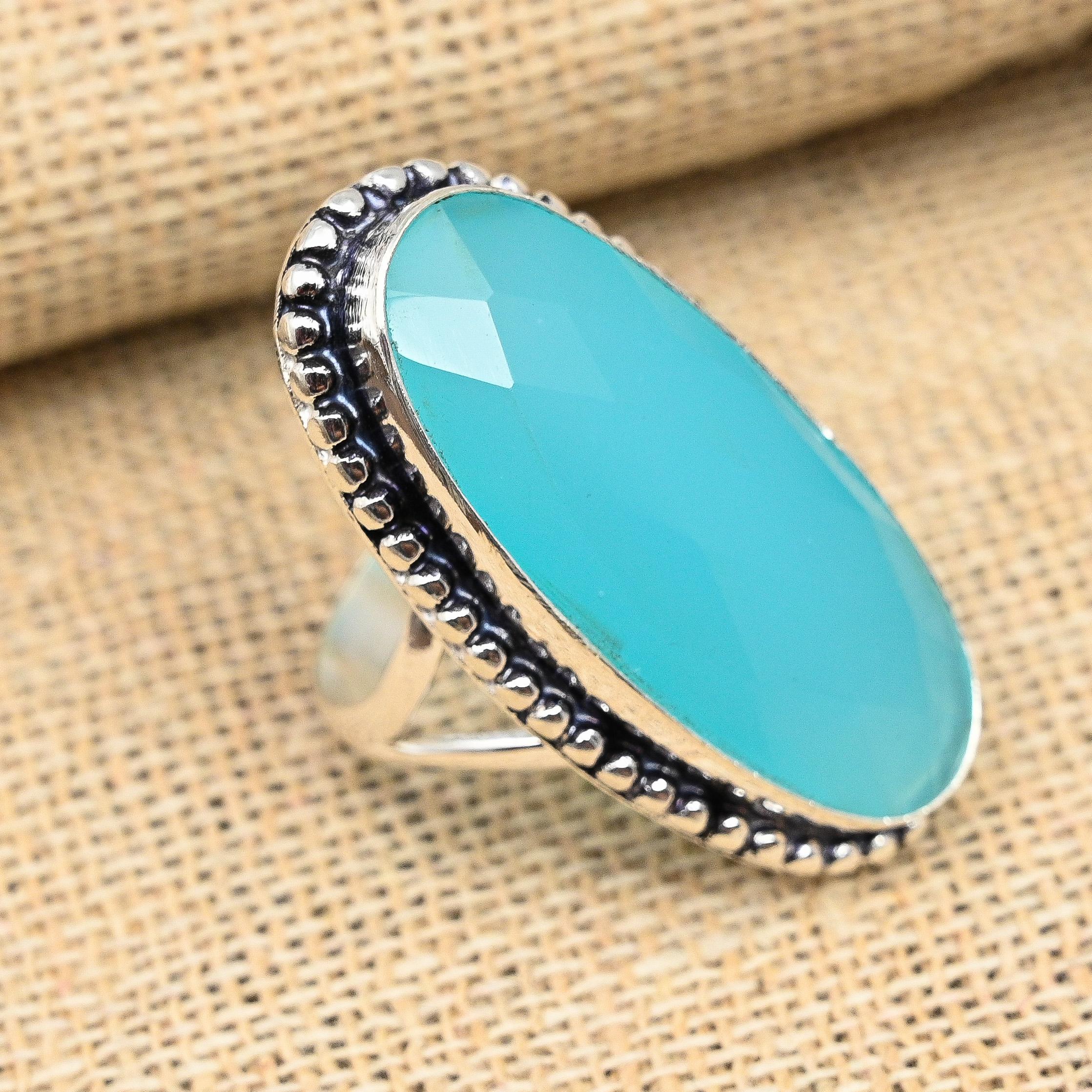 

Ювелирные изделия из твердого серебра 925 пробы с синим халцедоном и драгоценным камнем ручной работы 8 синий