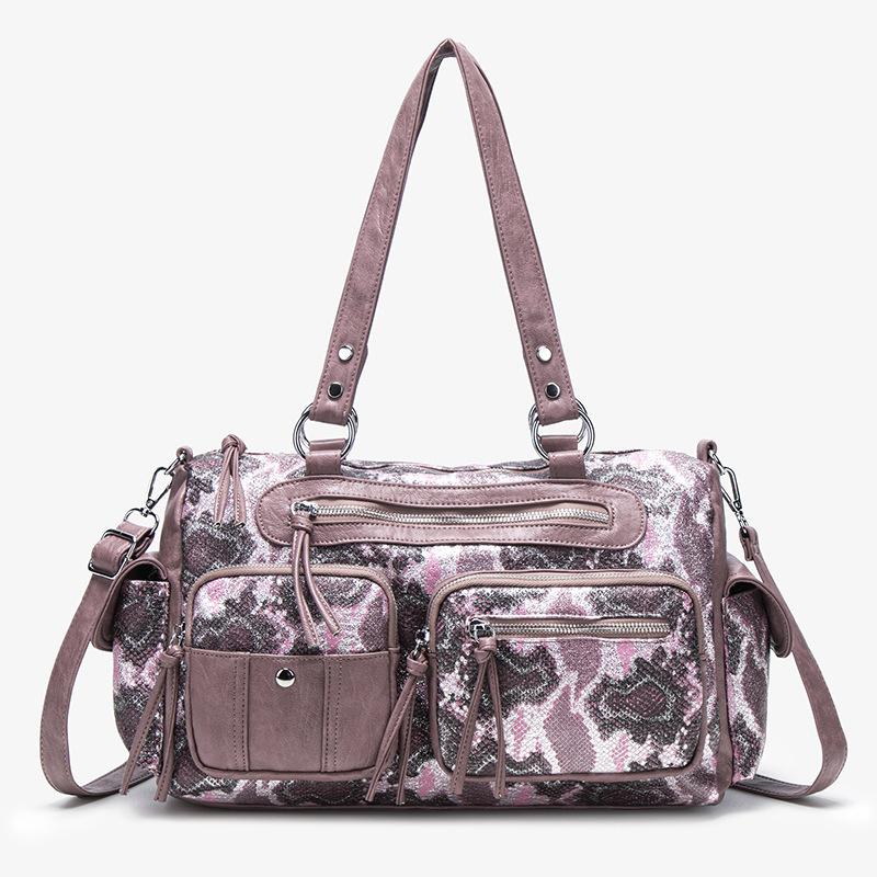 Commuter large-capacity messenger bag, high-end zipper handbag bag, fashionable one-shoulder washed women's tote bag.