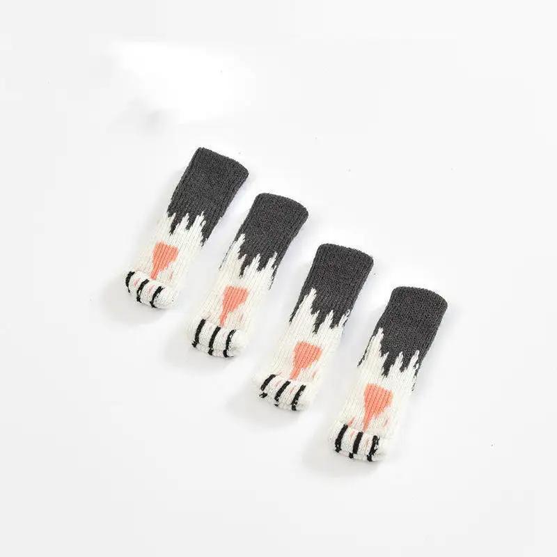 

24 шт. милые вязаные носки для мебели с кошачьими лапками, нескользящие чехлы для ножек стульев, защитные накладки на пол, накладки на ножки стола, квадратные и круглые