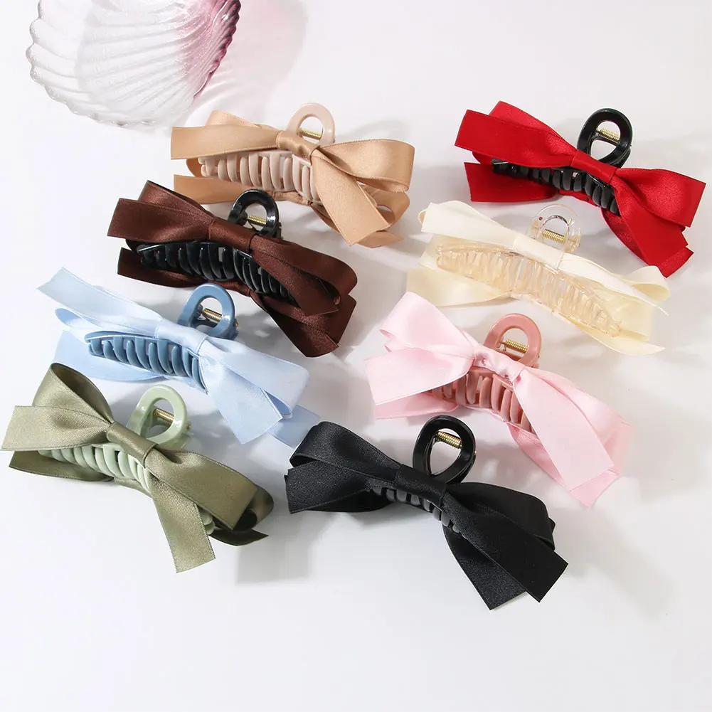 Fashion Bow Hair Claw Clips for Women Elegant Ponytail Braid Hair Clips Sweet Hairpins Shark Clip Girls Hair Accessories