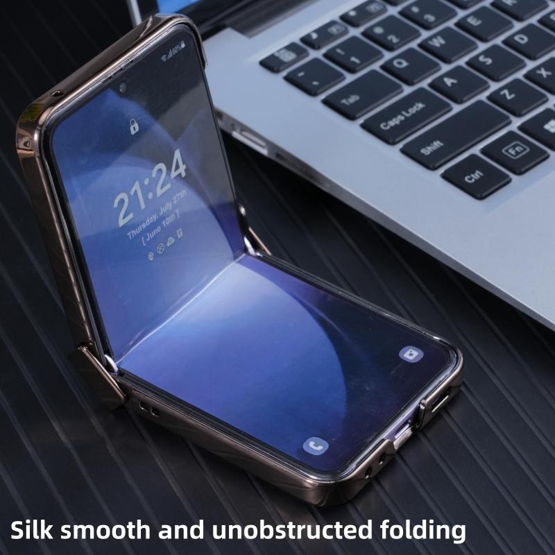 For Samsung Galaxy Z Flip 7 6 5 4 3 Lychee Texture Leather Magnetic Anti-Fingerprint Drop-Proof Folding Phone Case
